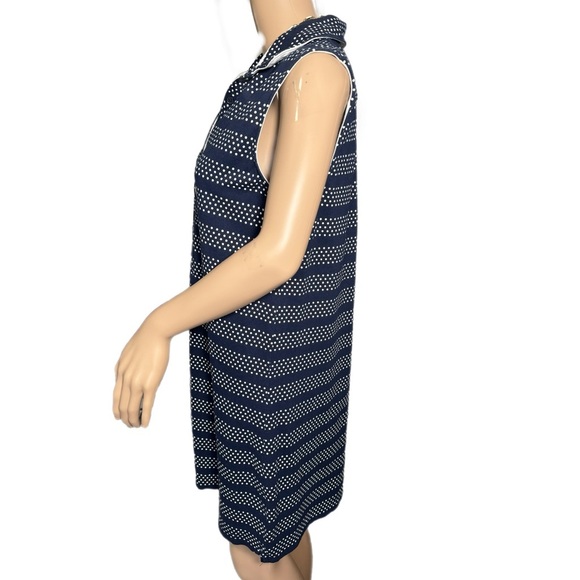 LANDS END Women’s Coastal Navy Stripe Polo Dress Sleeveless Collared Preppy Sz M - Picture 5 of 10